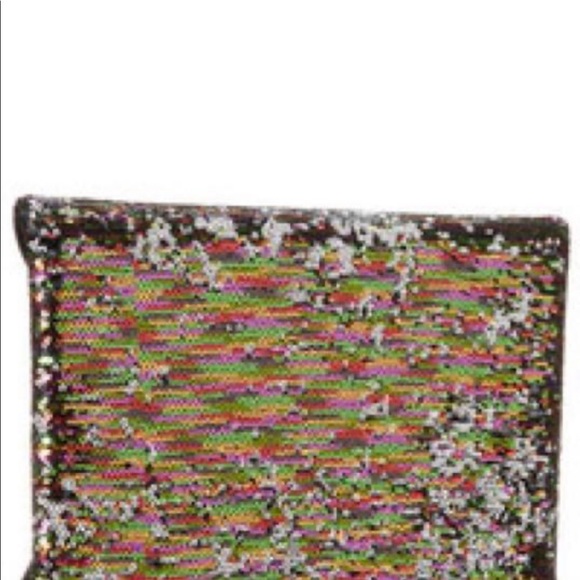 BCBG CLUTCH PURSE HANDBAG RAINBOW SEQUIN HARLOW BAG BLACK - Picture 3 of 9